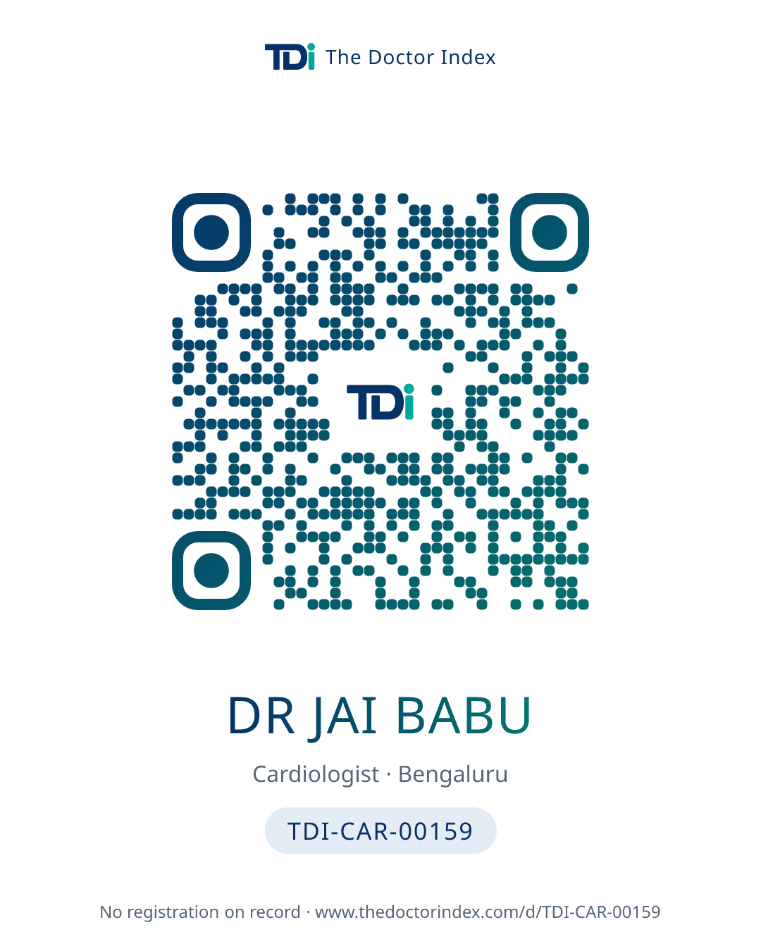 QR card for Dr Jai Babu, TDI-CAR-00159