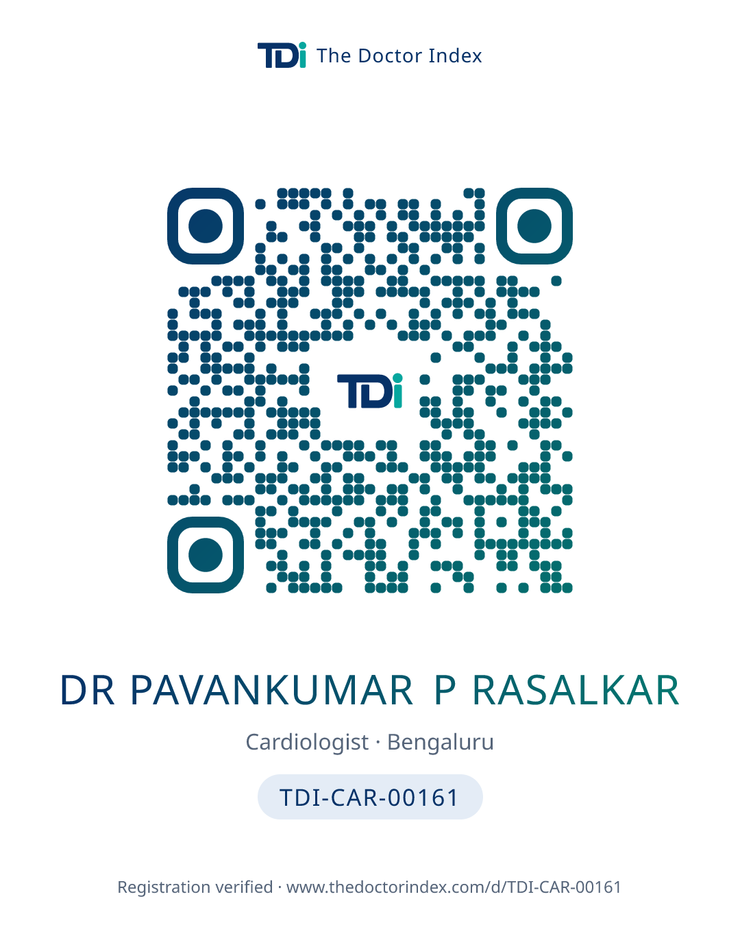 QR card for Dr Pavankumar P Rasalkar, TDI-CAR-00161