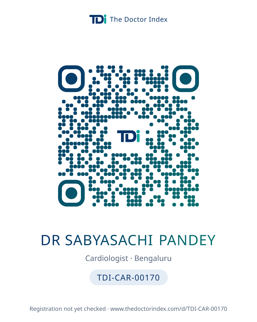 QR card for Dr Sabyasachi Pandey, TDI-CAR-00170