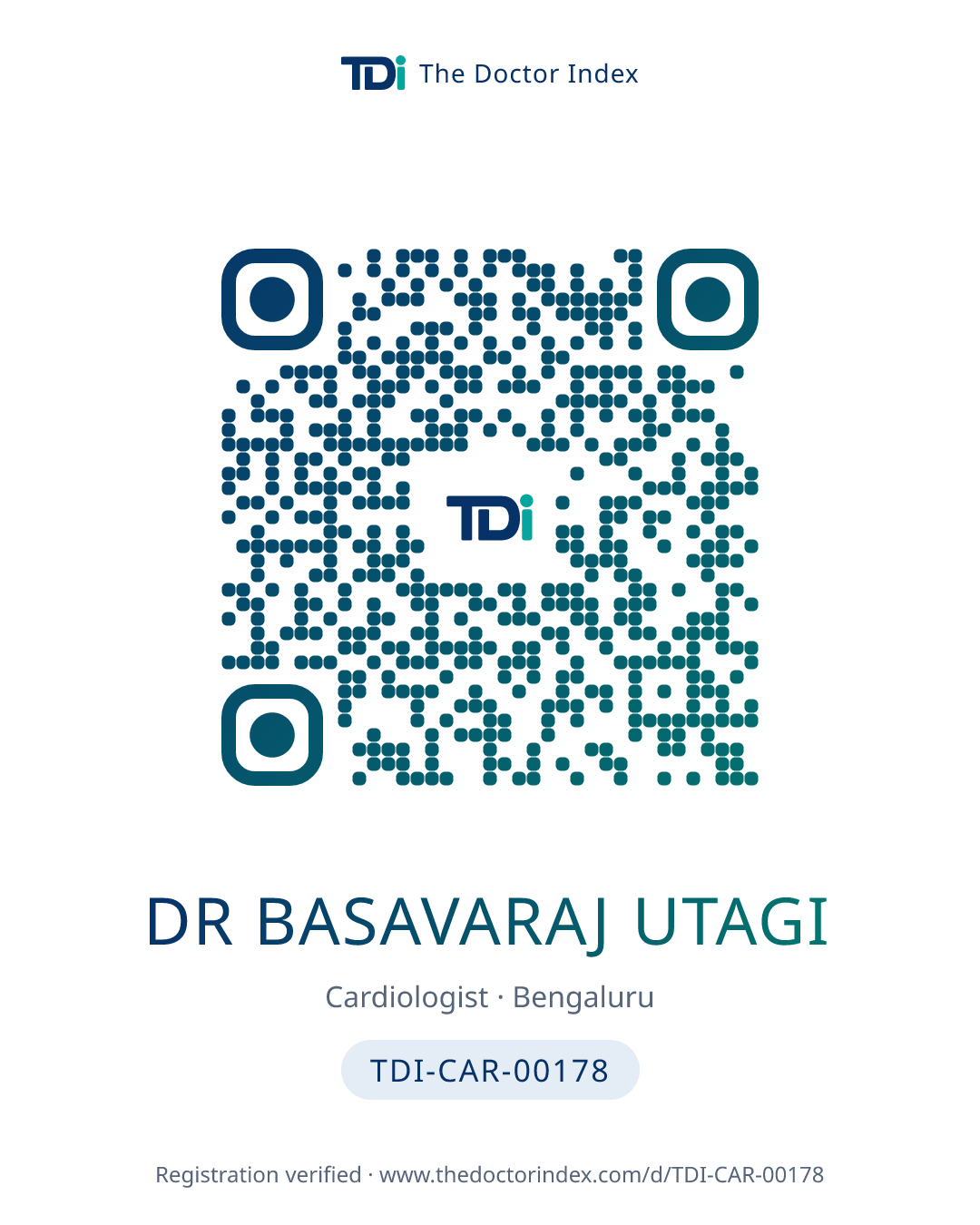 QR card for Dr Basavaraj Utagi, TDI-CAR-00178