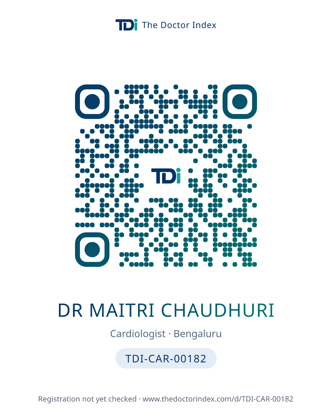 QR card for Dr Maitri Chaudhuri, TDI-CAR-00182