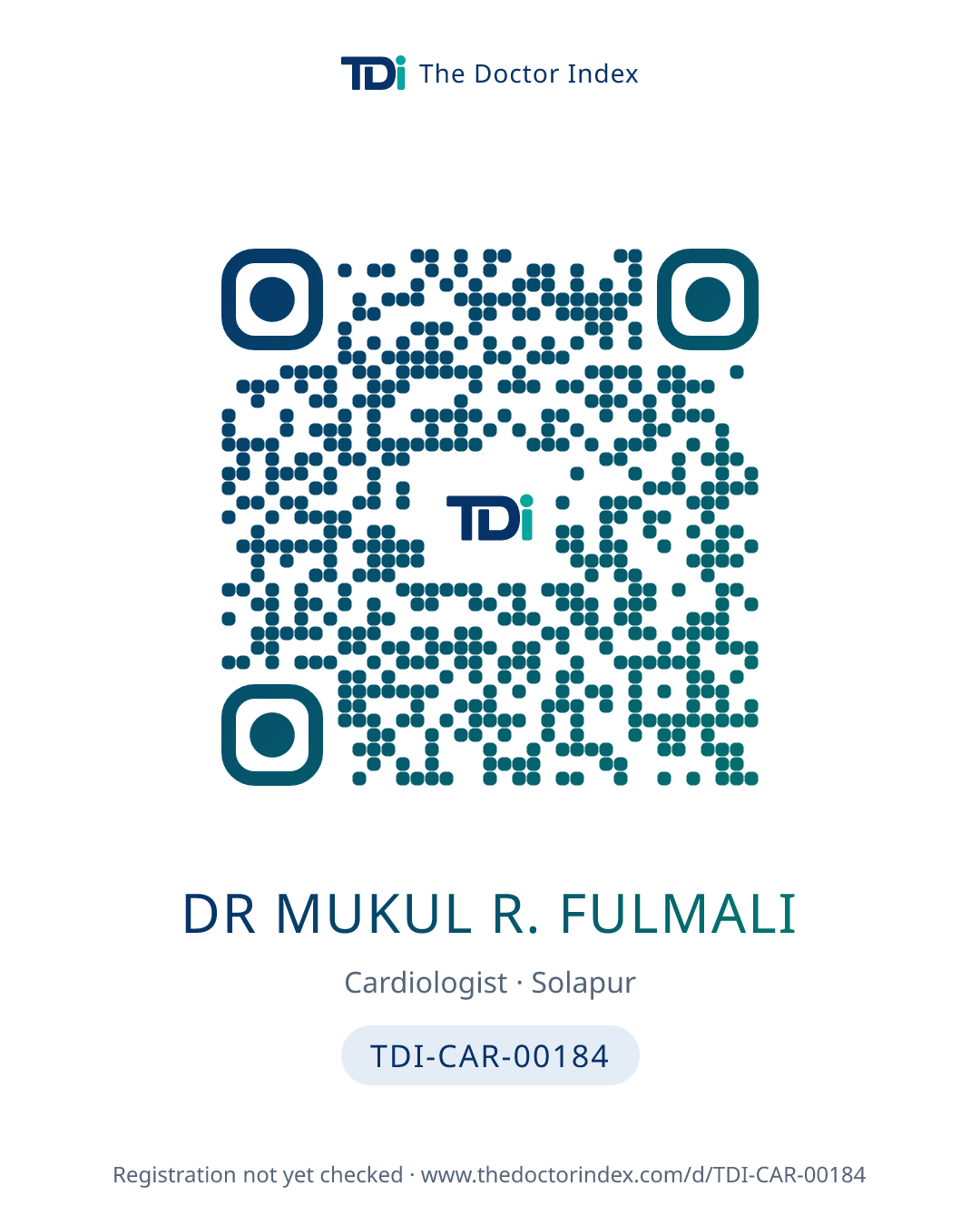 QR card for Dr Mukul R. Fulmali, TDI-CAR-00184
