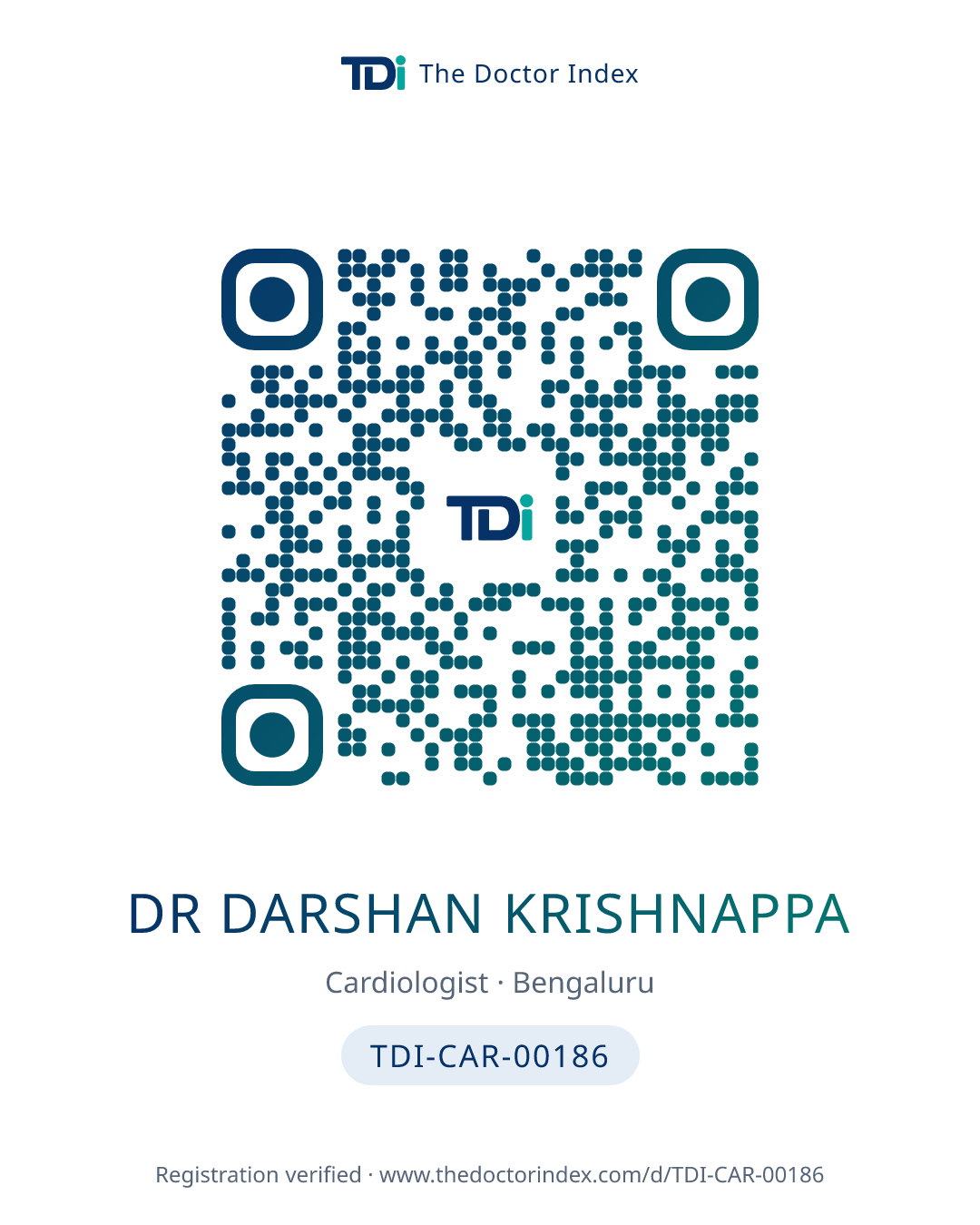 QR card for Dr Darshan Krishnappa, TDI-CAR-00186