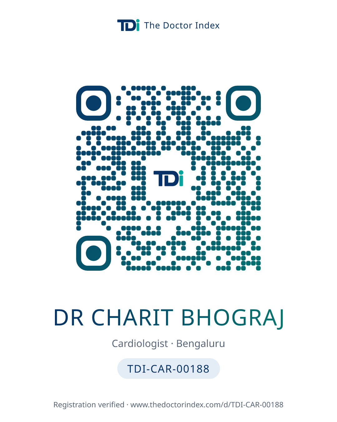 QR card for Dr Charit Bhograj, TDI-CAR-00188