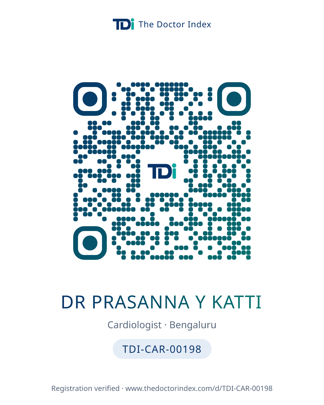 QR card for Dr Prasanna Y Katti, TDI-CAR-00198