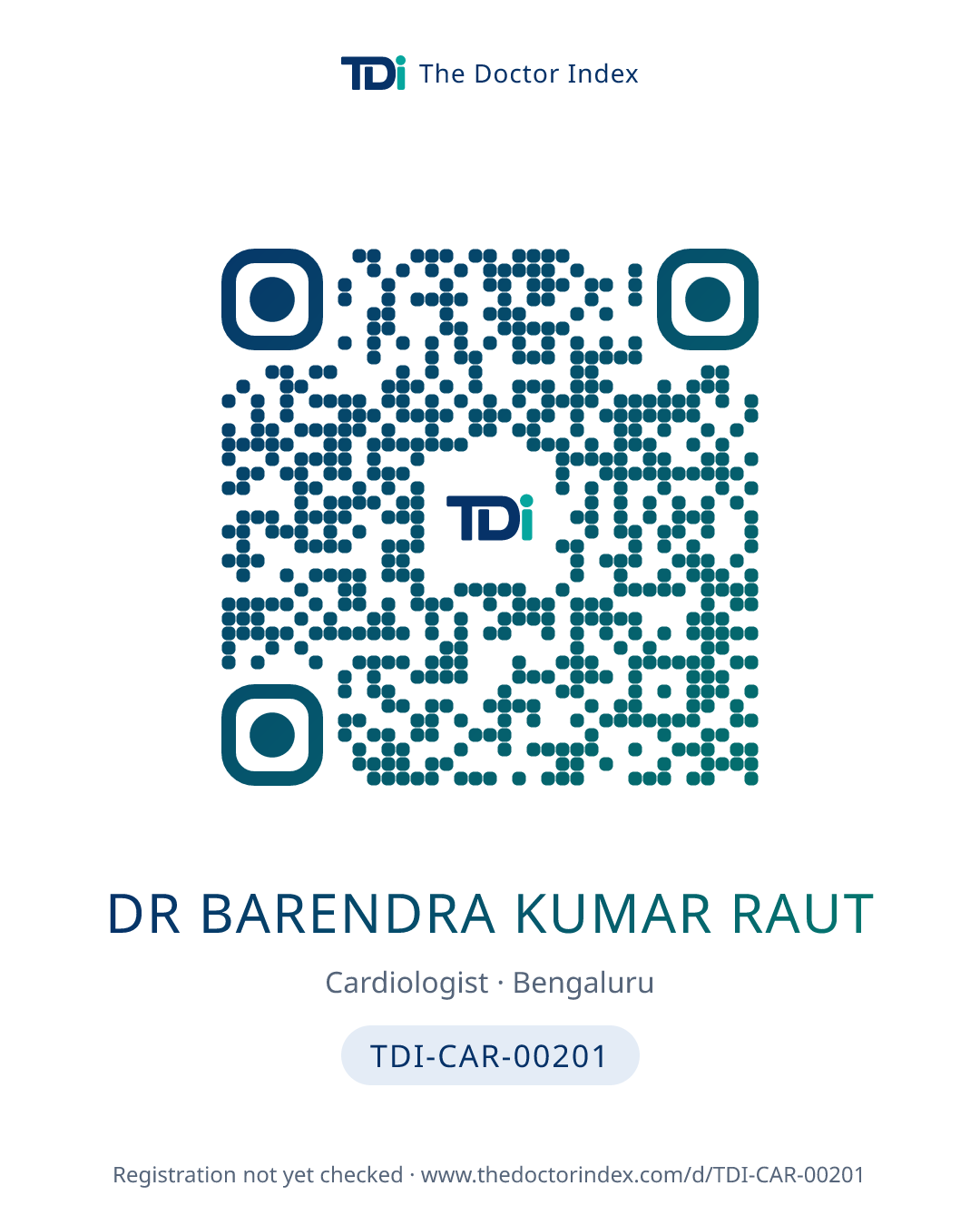 QR card for Dr Barendra Kumar Raut, TDI-CAR-00201