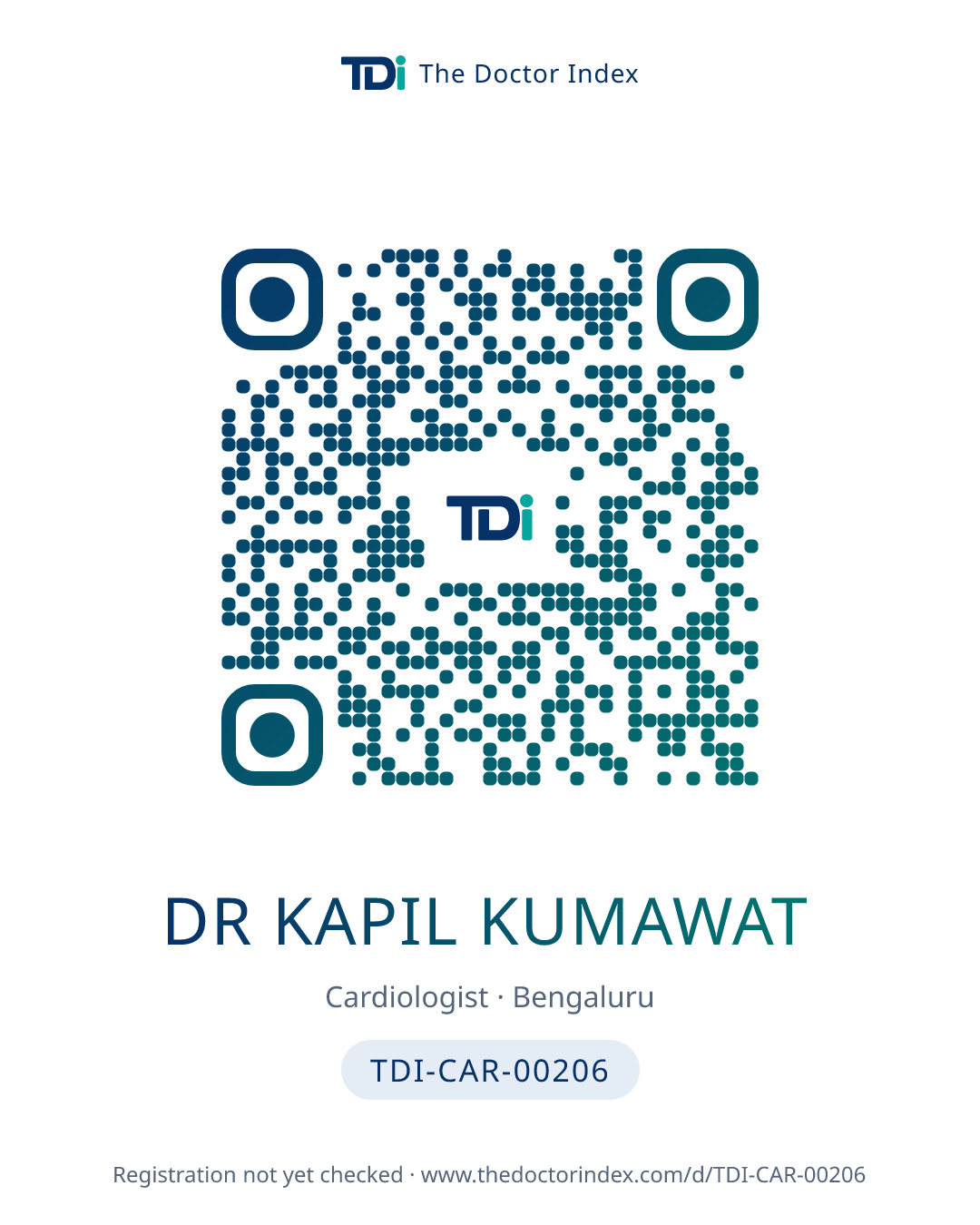 QR card for Dr Kapil Kumawat, TDI-CAR-00206