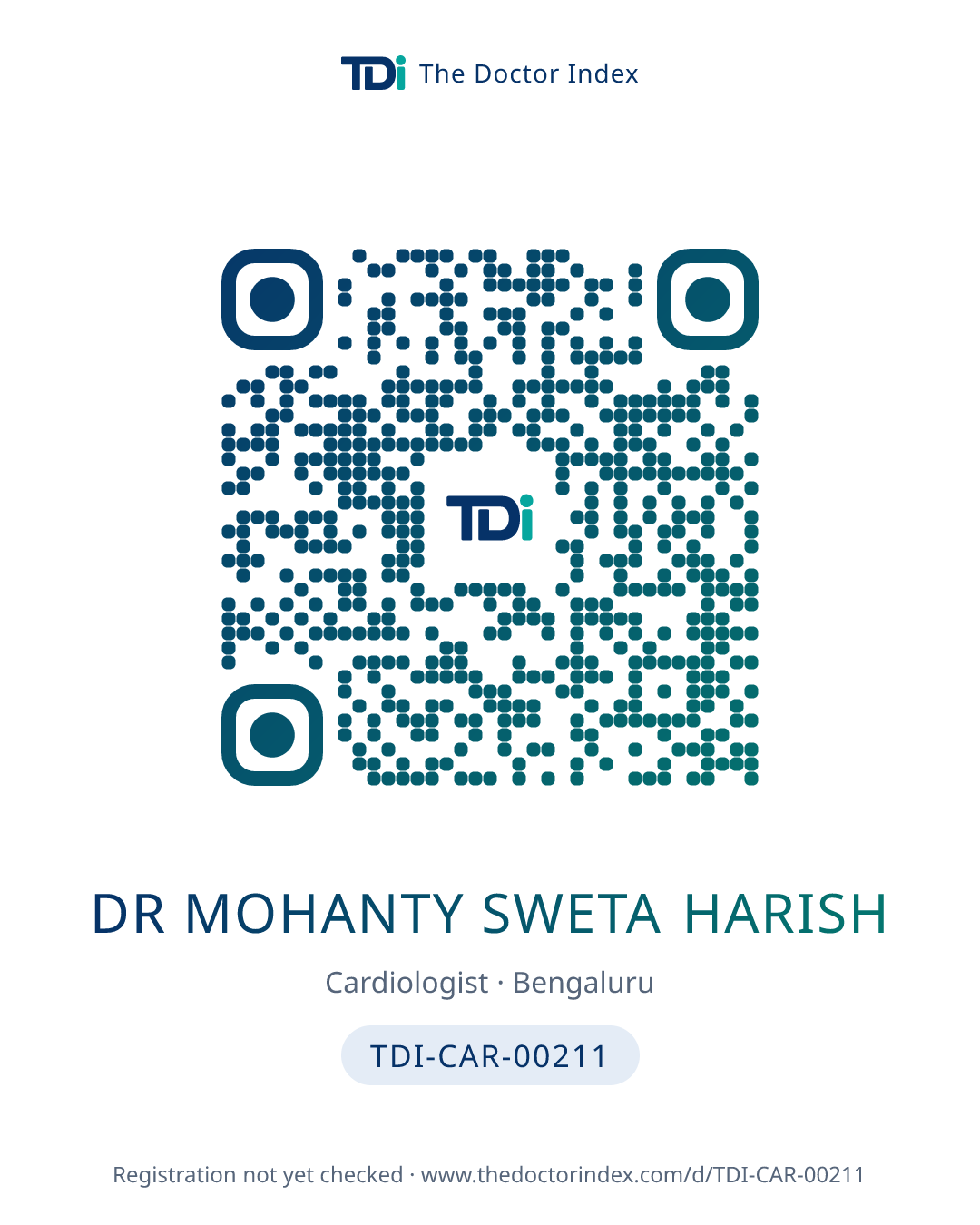 QR card for Dr Mohanty Sweta Harish, TDI-CAR-00211