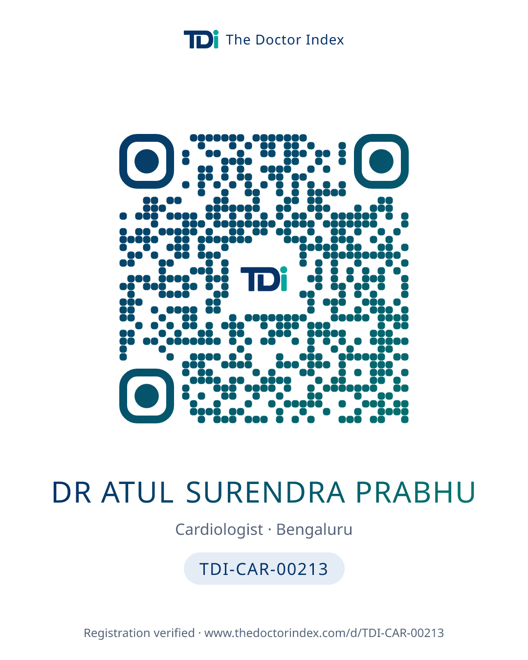 QR card for Dr Atul Surendra Prabhu, TDI-CAR-00213