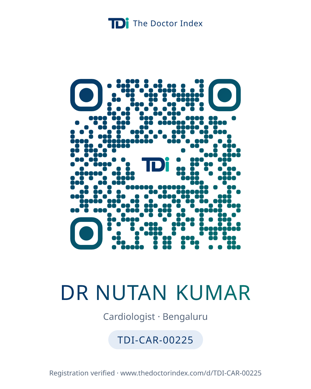 QR card for Dr Nutan Kumar, TDI-CAR-00225