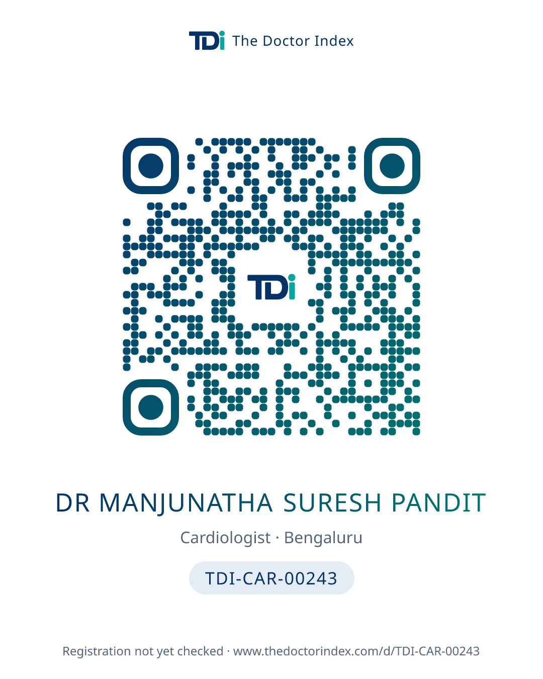 QR card for Dr Manjunatha Suresh Pandit, TDI-CAR-00243