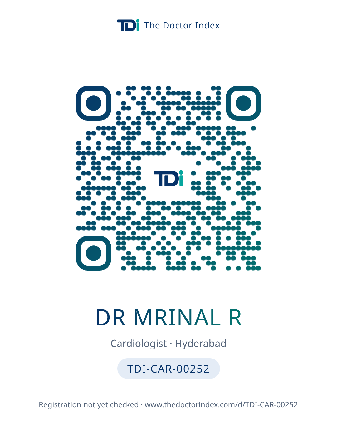QR card for Dr Mrinal R, TDI-CAR-00252