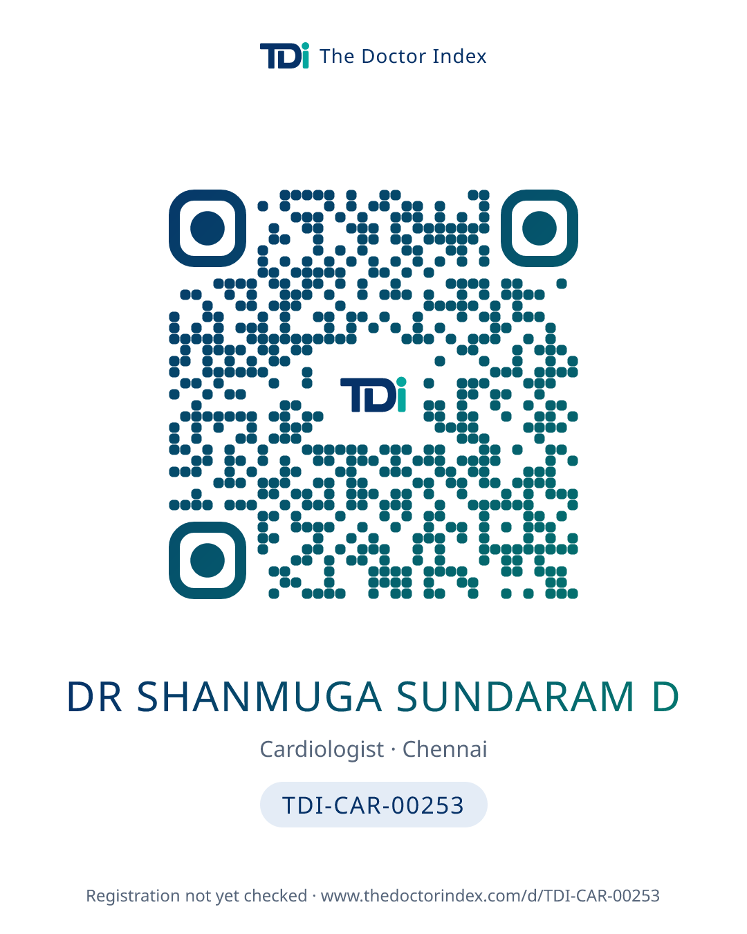 QR card for Dr Shanmuga Sundaram D, TDI-CAR-00253