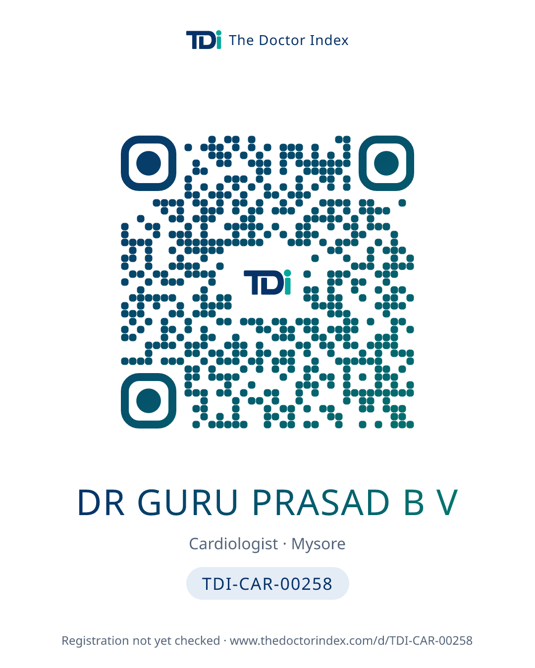 QR card for Dr Guru Prasad B V, TDI-CAR-00258