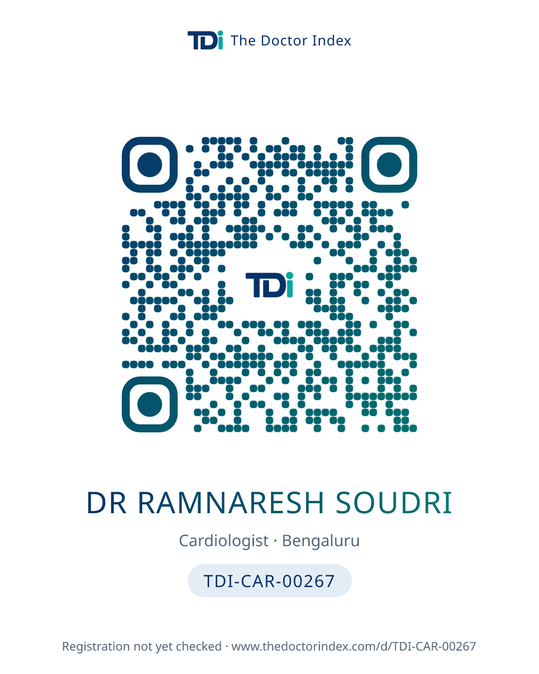 QR card for Dr Ramnaresh Soudri, TDI-CAR-00267