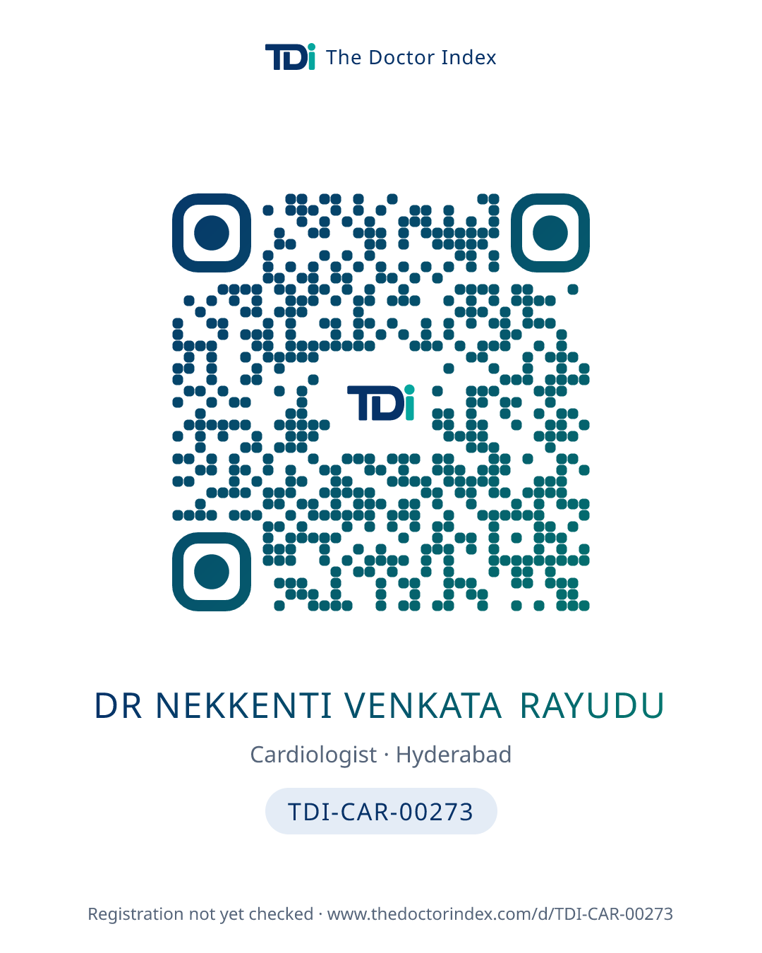 QR card for Dr Nekkenti Venkata Rayudu, TDI-CAR-00273