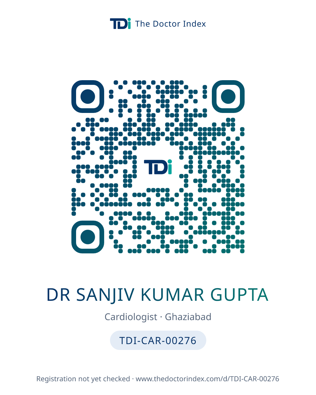 QR card for Dr Sanjiv Kumar Gupta, TDI-CAR-00276