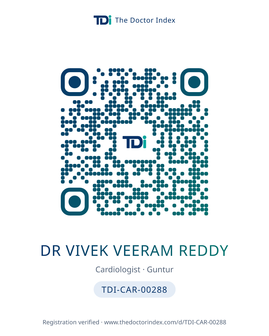 QR card for Dr Vivek Veeram Reddy, TDI-CAR-00288