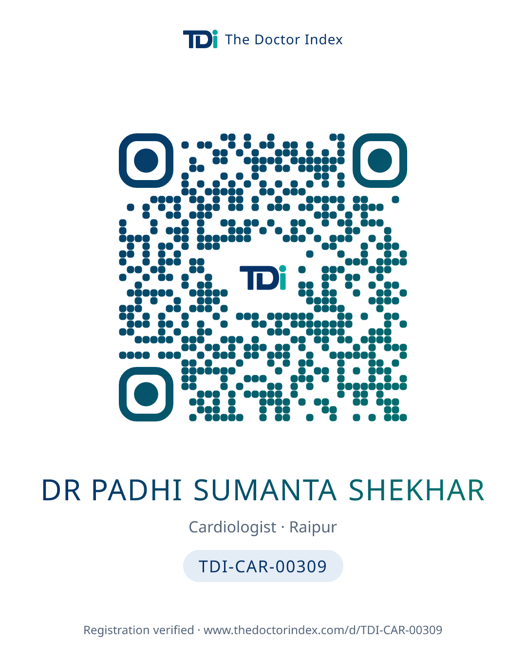 QR card for Dr Padhi Sumanta Shekhar, TDI-CAR-00309