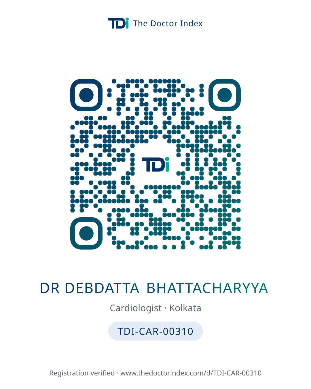 QR card for Dr Debdatta Bhattacharyya, TDI-CAR-00310