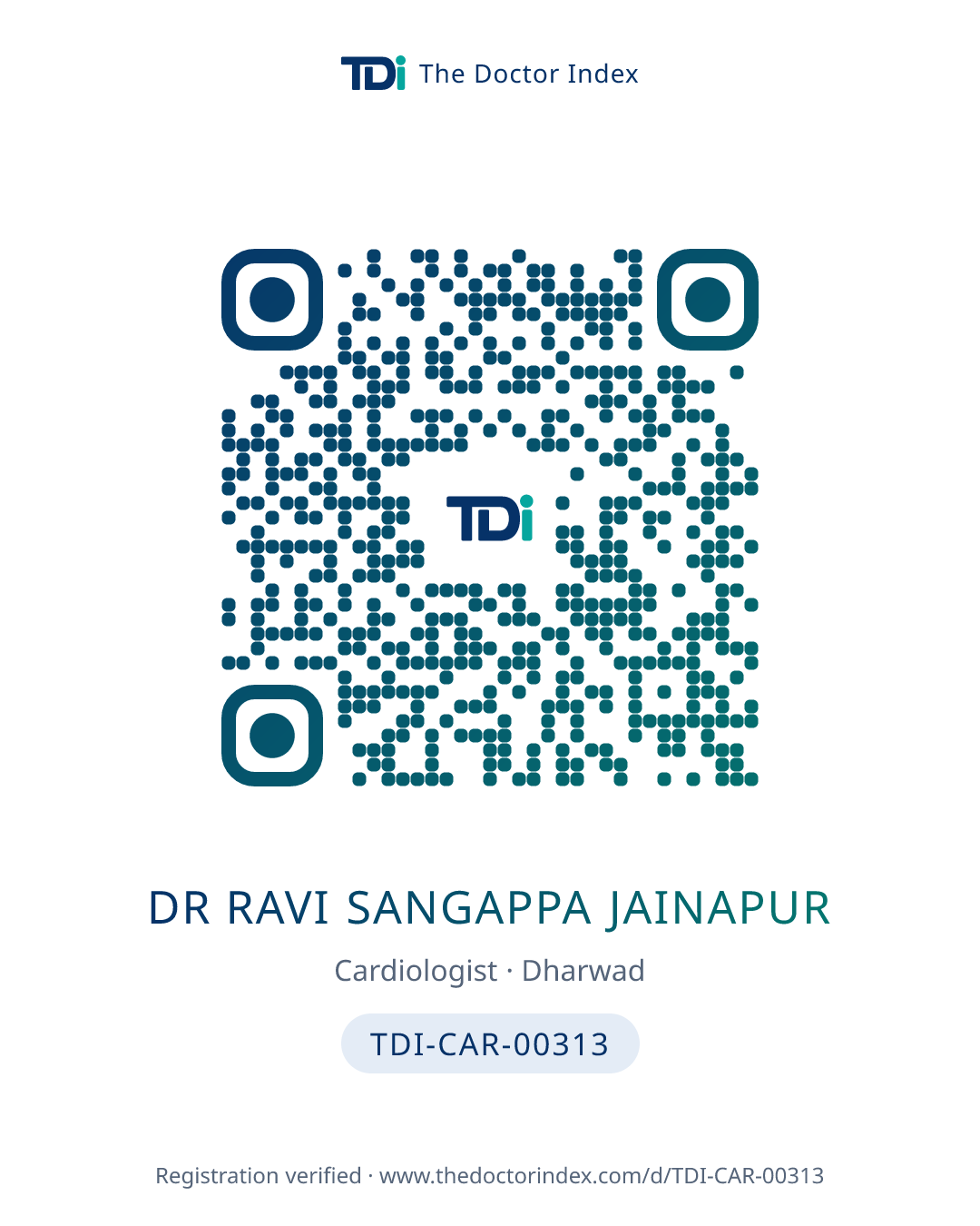 QR card for Dr Ravi Sangappa Jainapur, TDI-CAR-00313