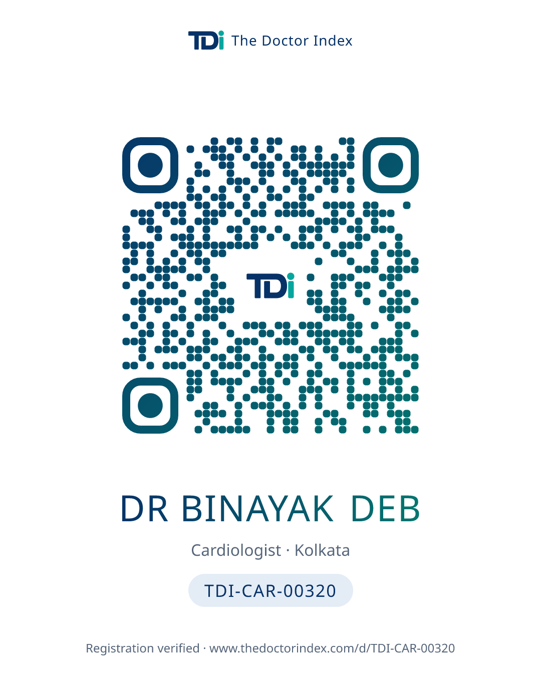 QR card for Dr Binayak Deb, TDI-CAR-00320