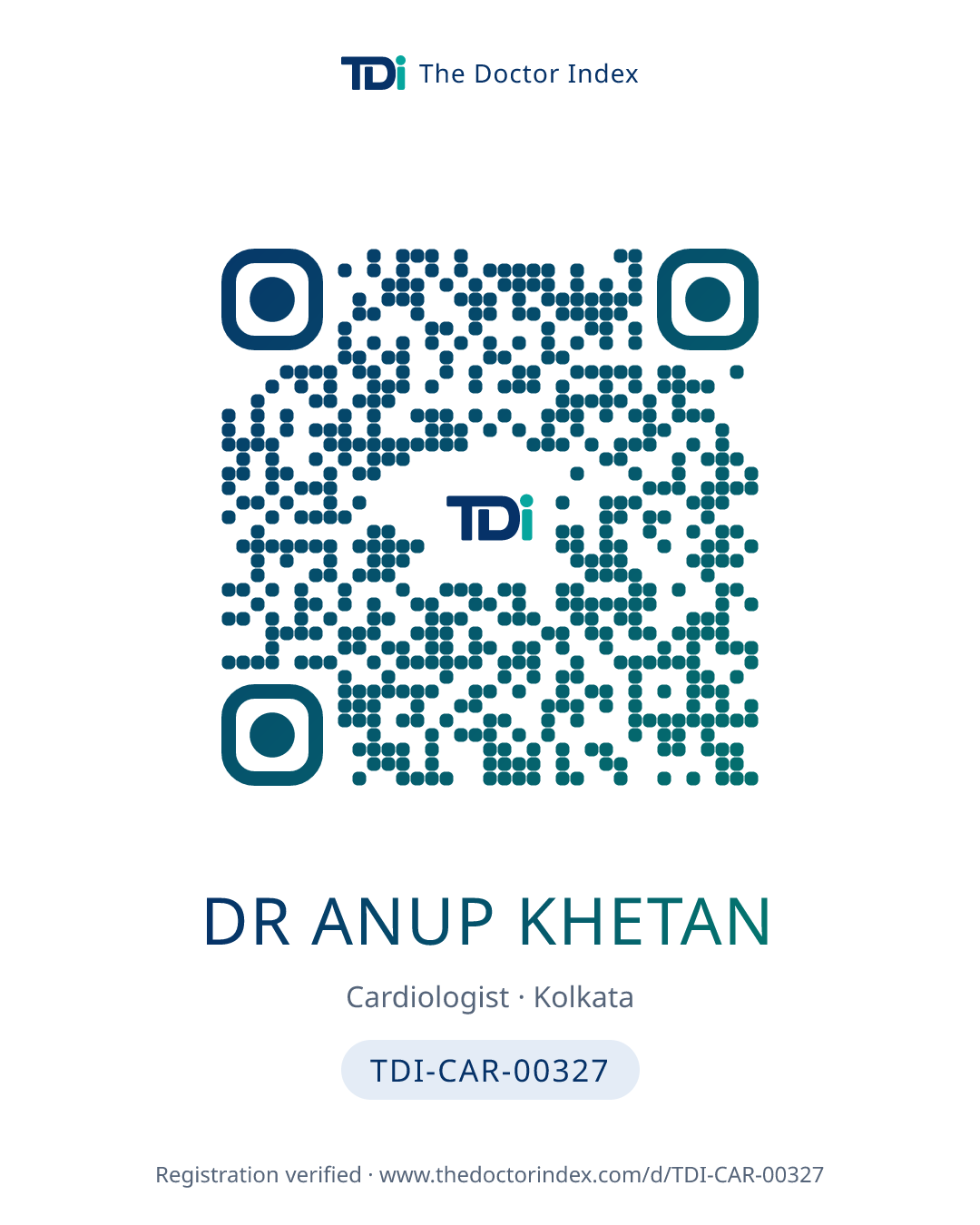QR card for Dr Anup Khetan, TDI-CAR-00327