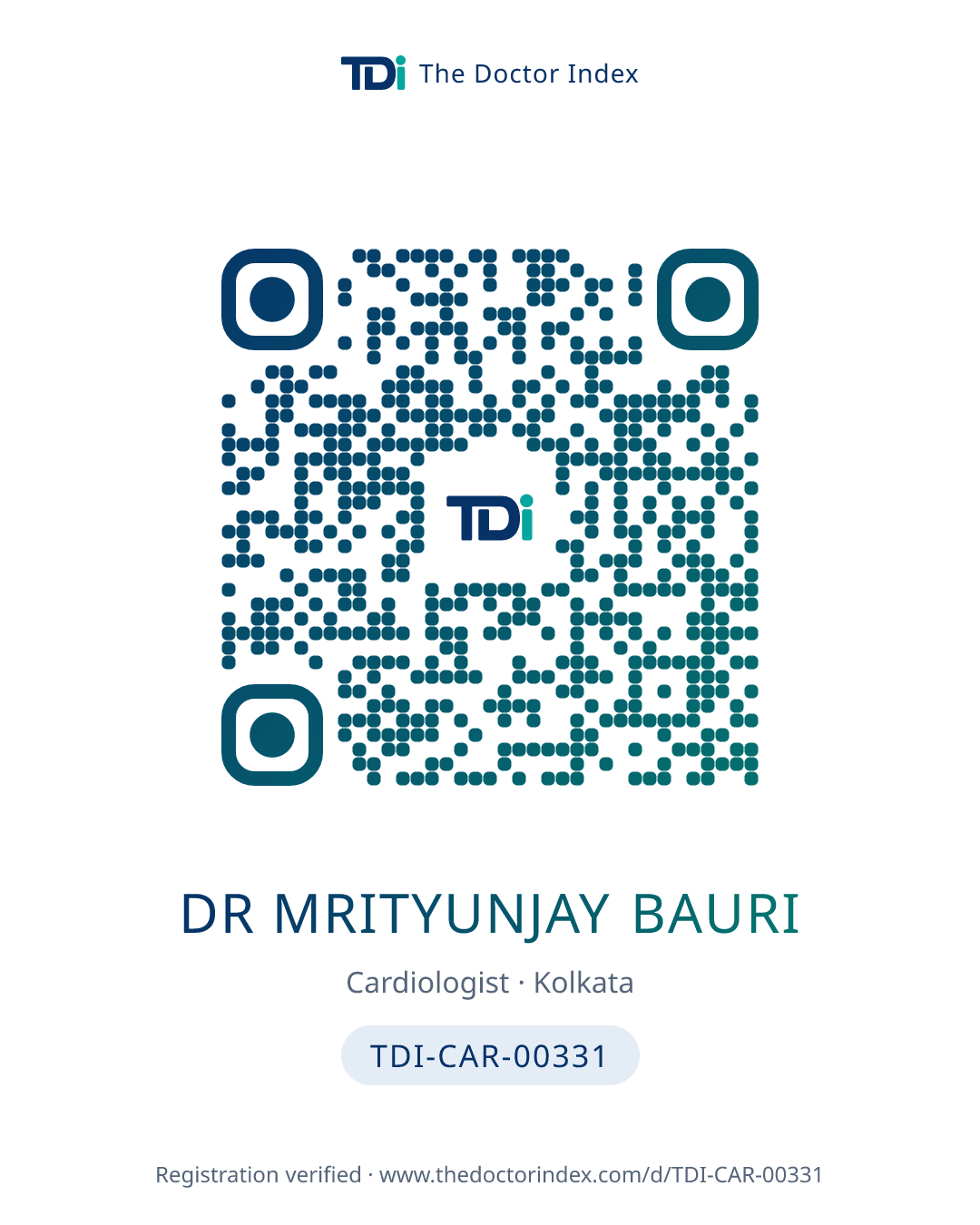 QR card for Dr Mrityunjay Bauri, TDI-CAR-00331