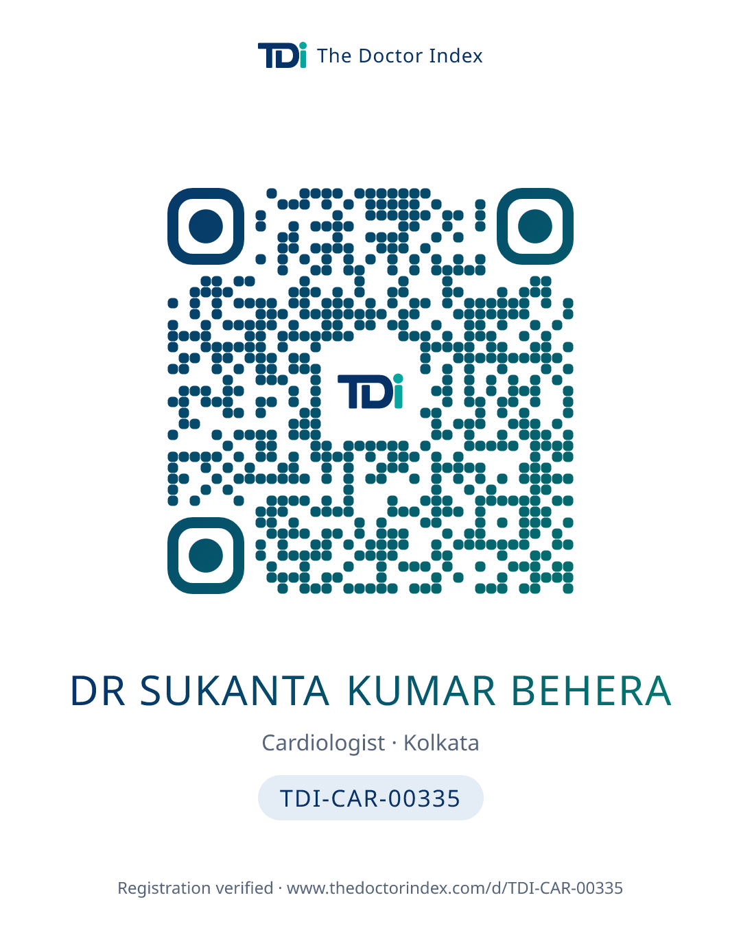 QR card for Dr Sukanta Kumar Behera, TDI-CAR-00335