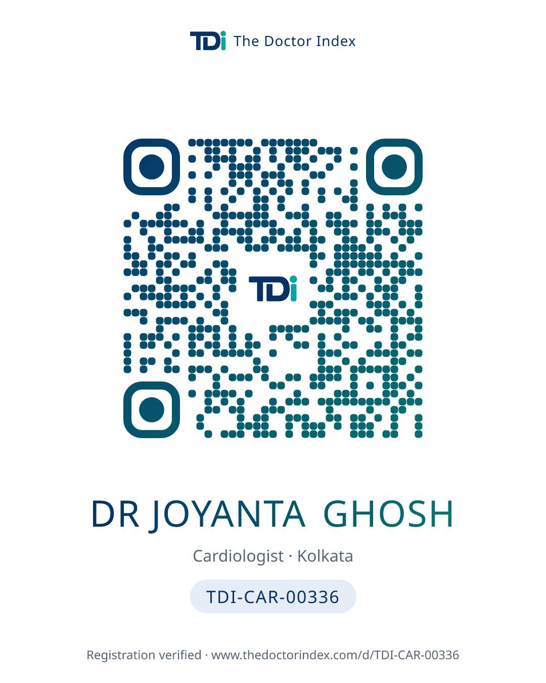 QR card for Dr Joyanta Ghosh, TDI-CAR-00336
