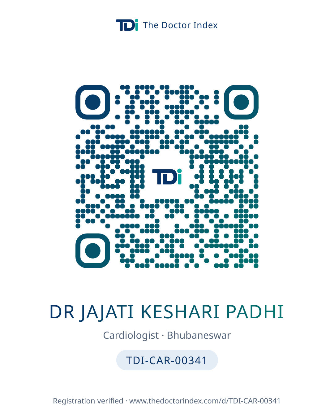 QR card for Dr Jajati Keshari Padhi, TDI-CAR-00341