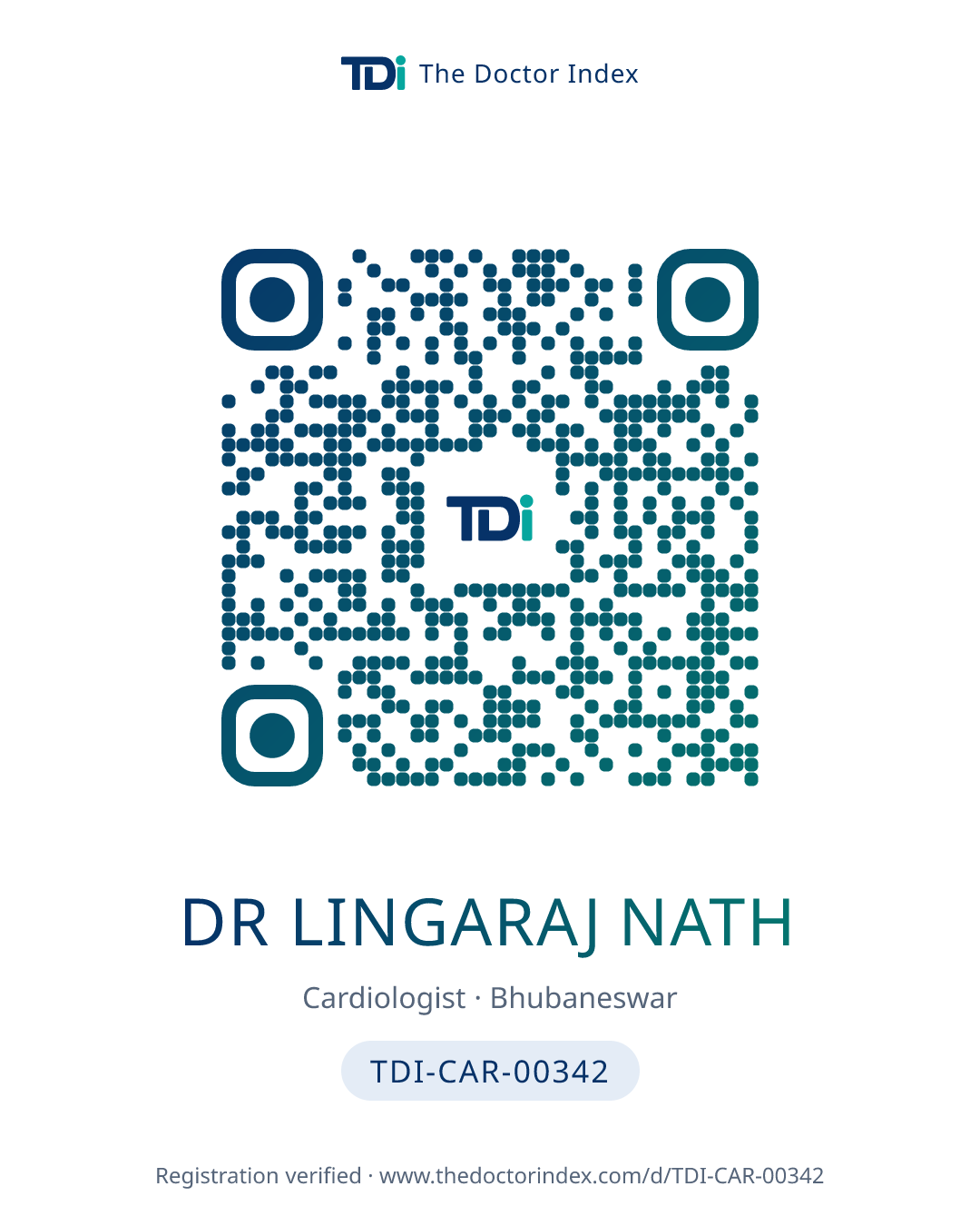 QR card for Dr Lingaraj Nath, TDI-CAR-00342
