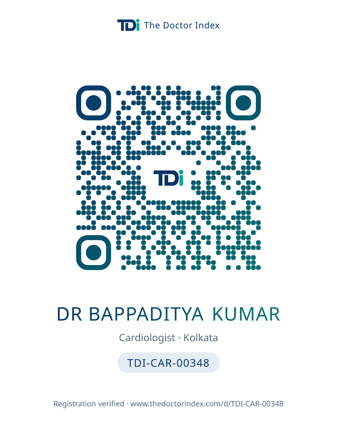QR card for Dr Bappaditya Kumar, TDI-CAR-00348