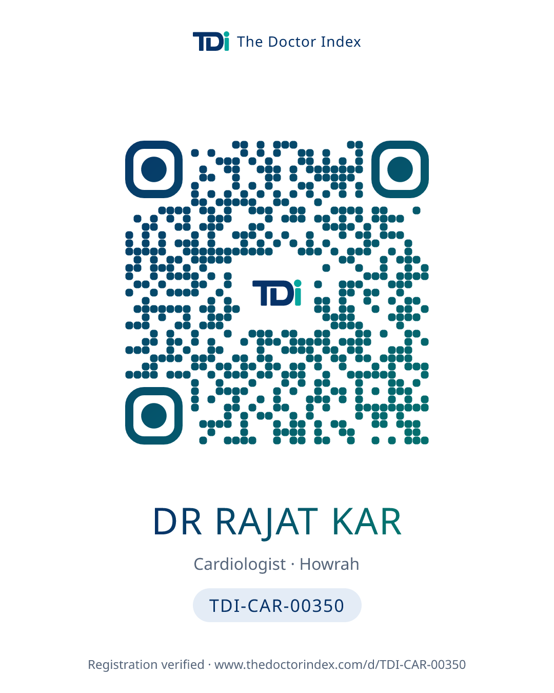 QR card for Dr Rajat Kar, TDI-CAR-00350