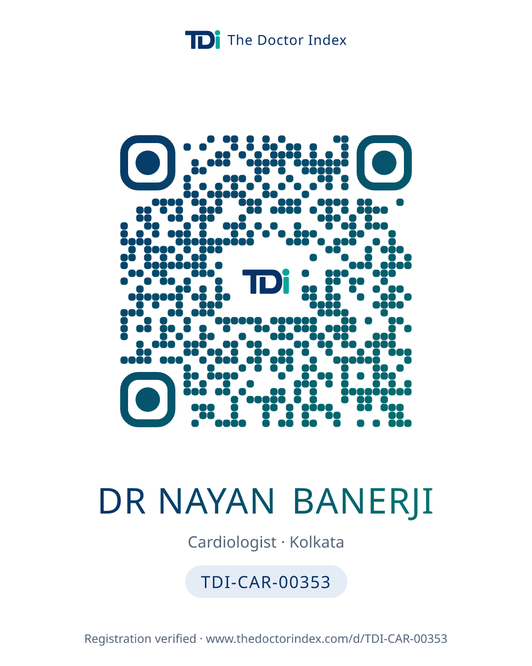 QR card for Dr Nayan Banerji, TDI-CAR-00353