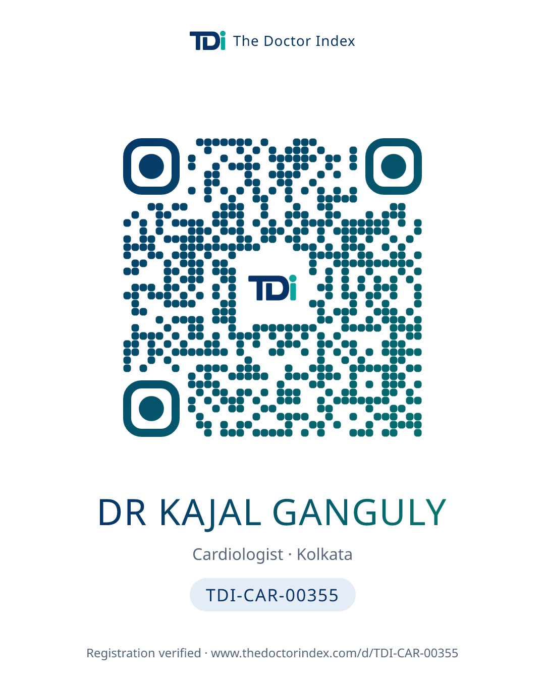 QR card for Dr Kajal Ganguly, TDI-CAR-00355
