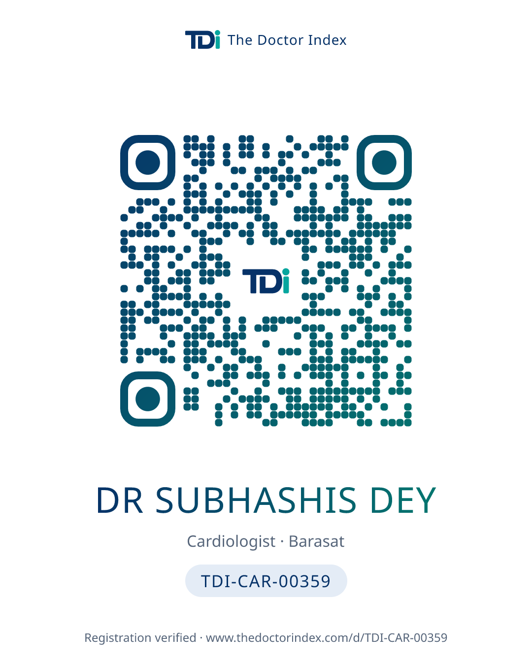 QR card for Dr Subhashis Dey, TDI-CAR-00359