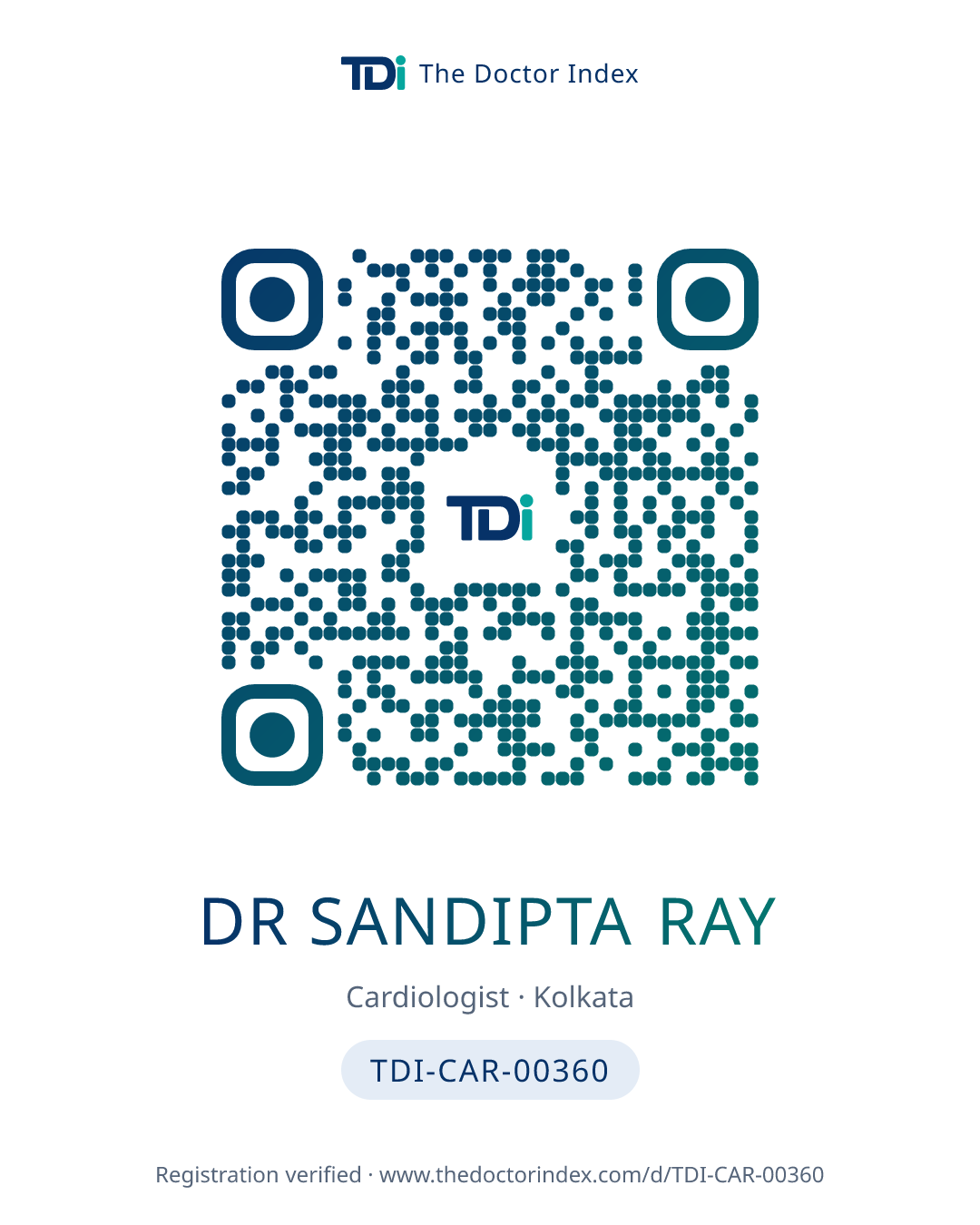 QR card for Dr Sandipta Ray, TDI-CAR-00360