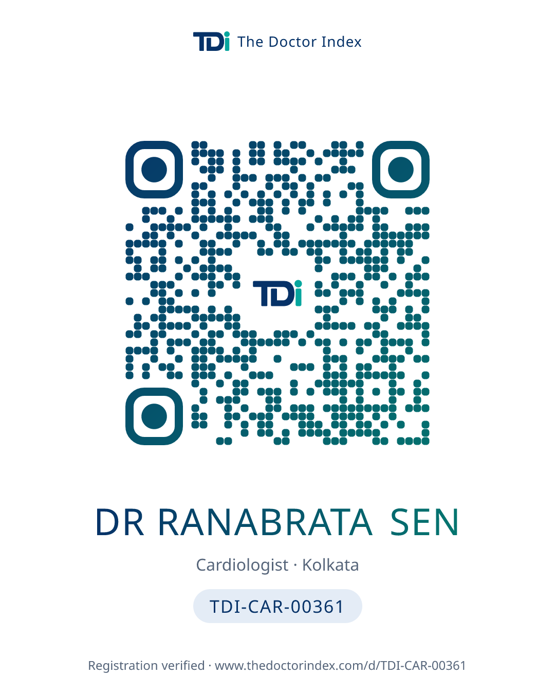 QR card for Dr Ranabrata Sen, TDI-CAR-00361