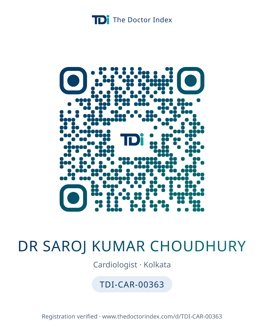 QR card for Dr Saroj Kumar Choudhury, TDI-CAR-00363