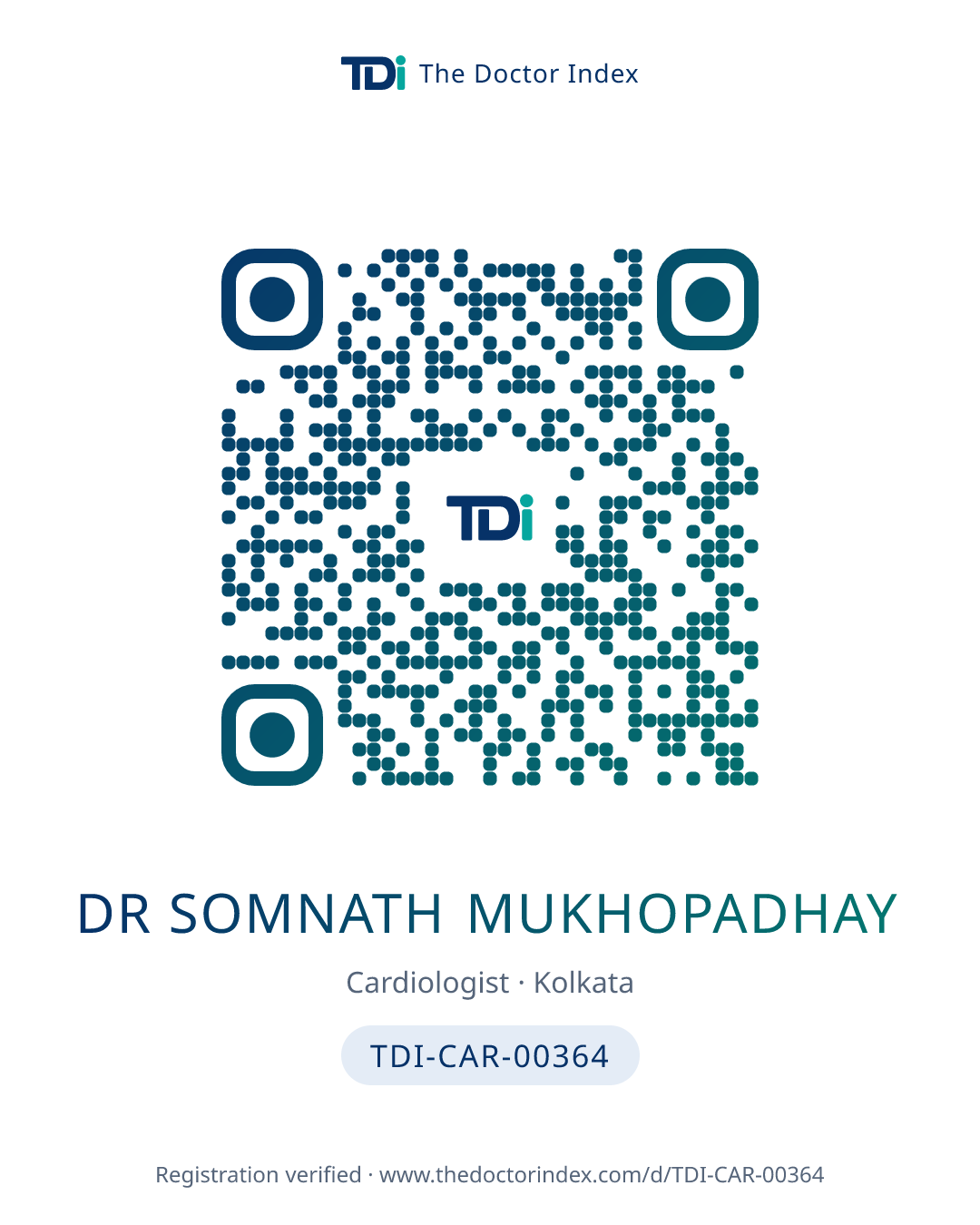 QR card for Dr Somnath Mukhopadhay, TDI-CAR-00364