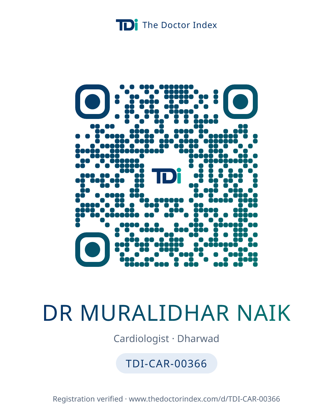 QR card for Dr Muralidhar Naik, TDI-CAR-00366