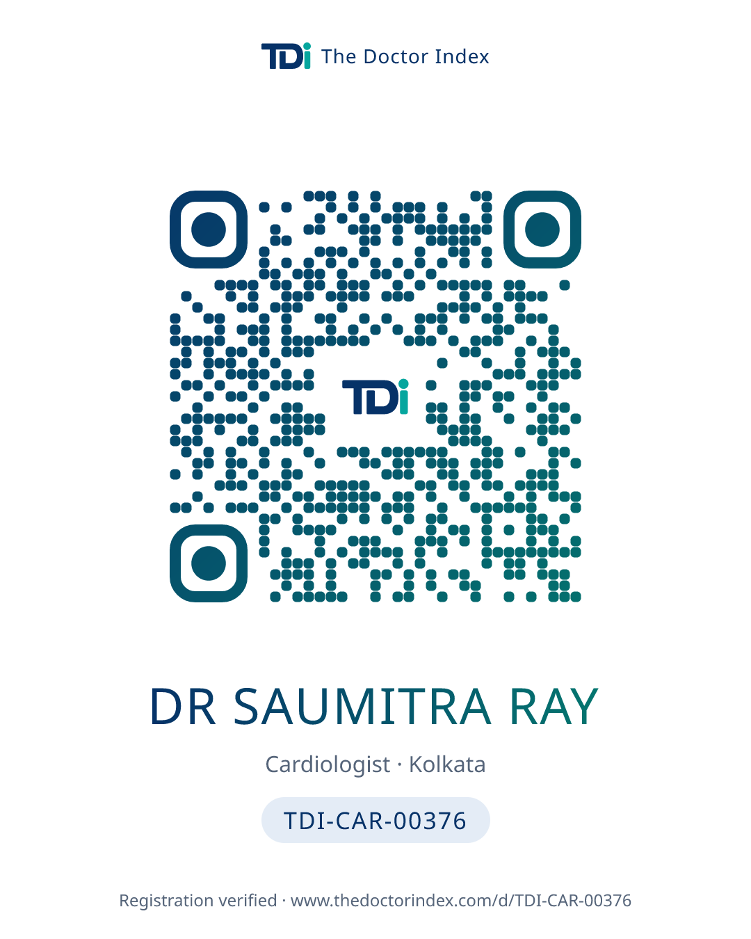 QR card for Dr Saumitra Ray, TDI-CAR-00376