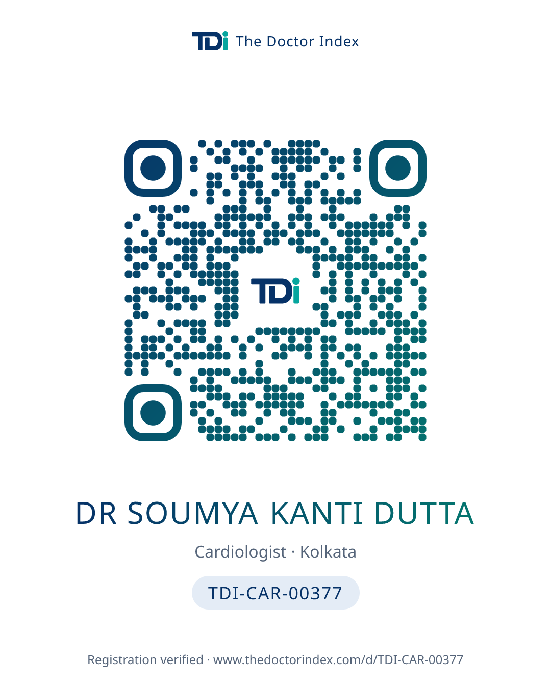 QR card for Dr Soumya Kanti Dutta, TDI-CAR-00377