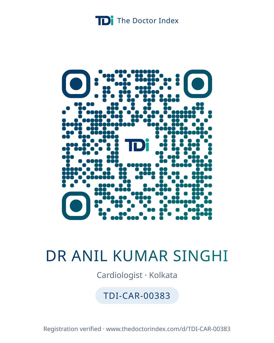 QR card for Dr Anil Kumar Singhi, TDI-CAR-00383