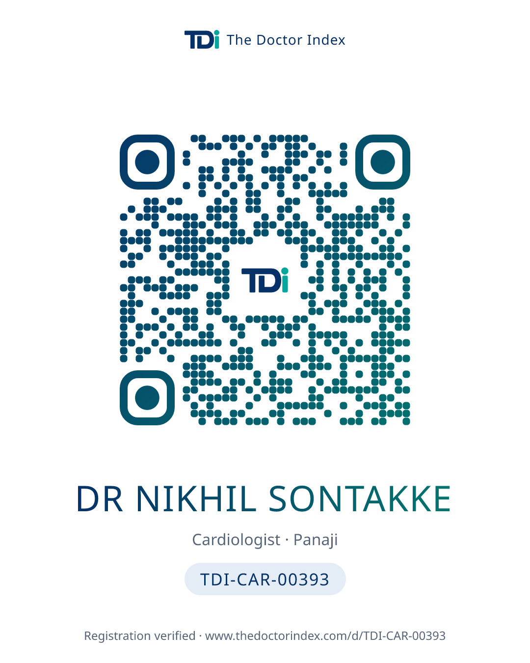 QR card for Dr Nikhil Sontakke, TDI-CAR-00393