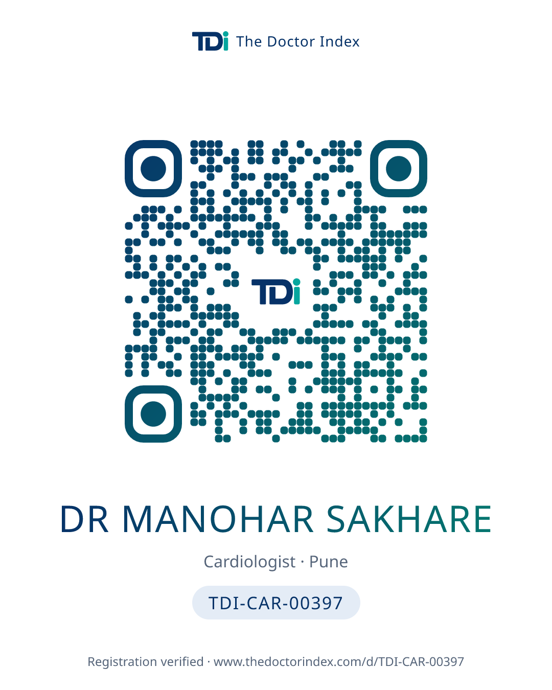 QR card for Dr Manohar Sakhare, TDI-CAR-00397