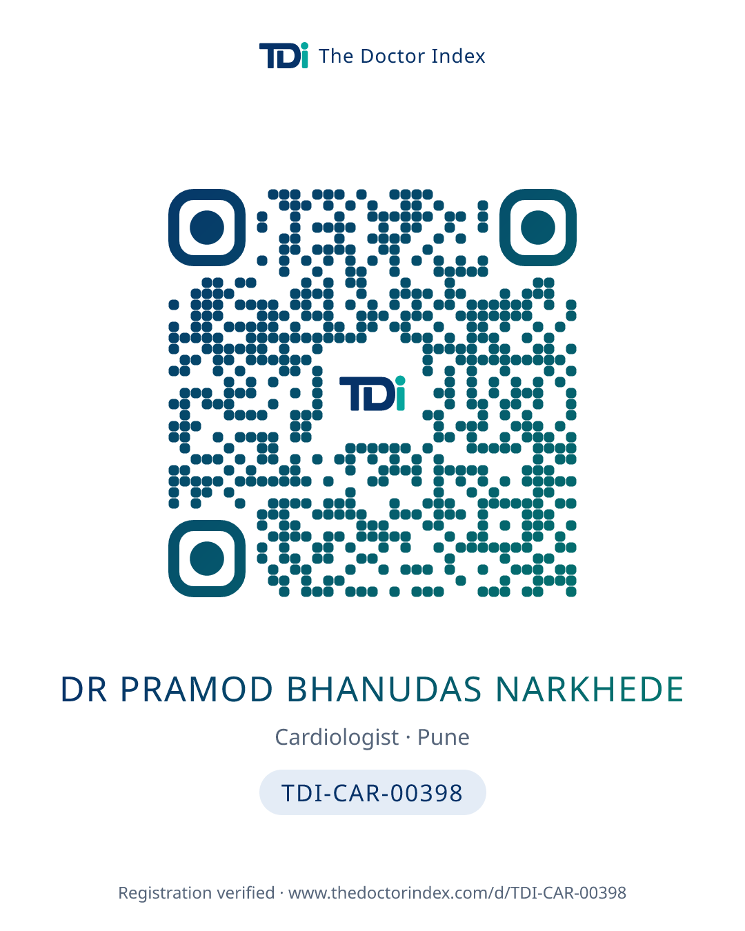 QR card for Dr Pramod Bhanudas Narkhede, TDI-CAR-00398