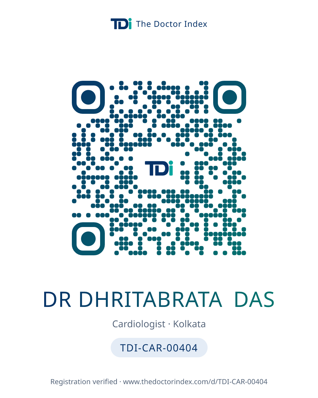 QR card for Dr Dhritabrata Das, TDI-CAR-00404
