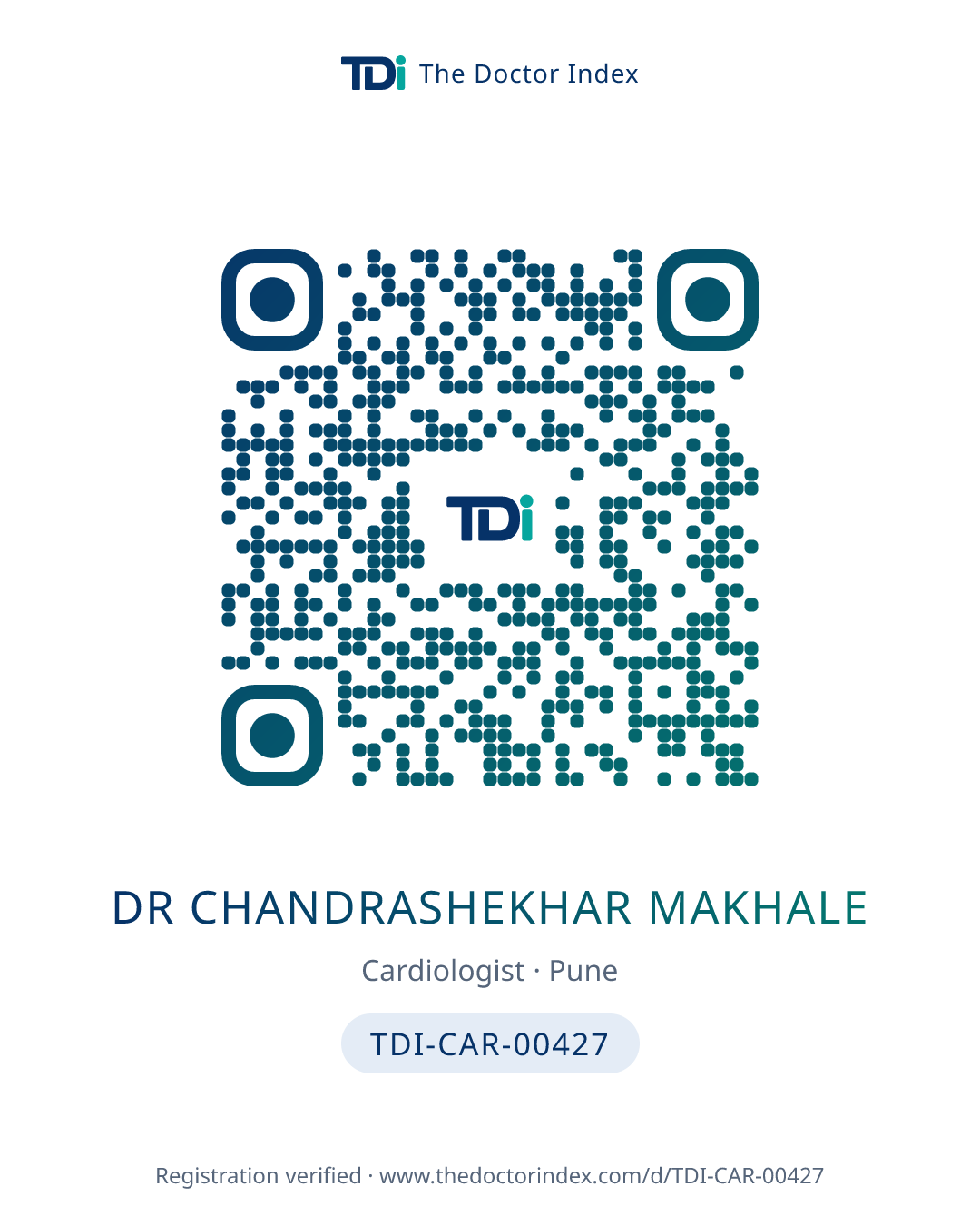 QR card for Dr Chandrashekhar Makhale, TDI-CAR-00427